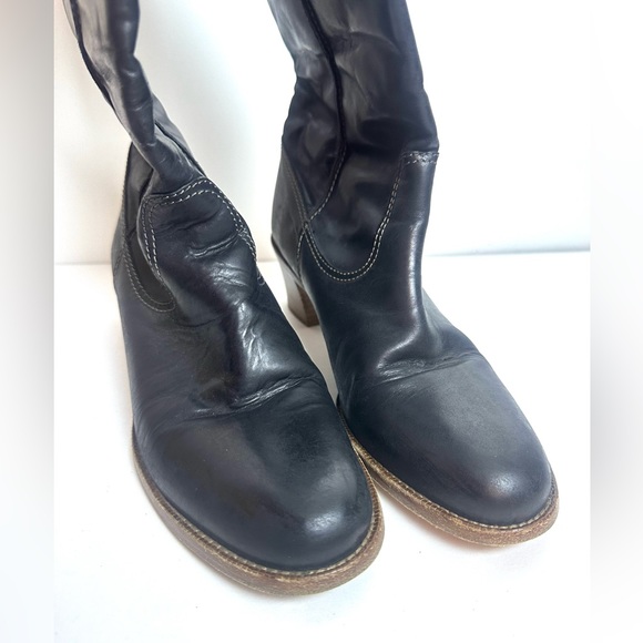 ♦️COACH Black Leather Knee High Boots Sara Boot Made in Italy Size 7.5B - Picture 5 of 11